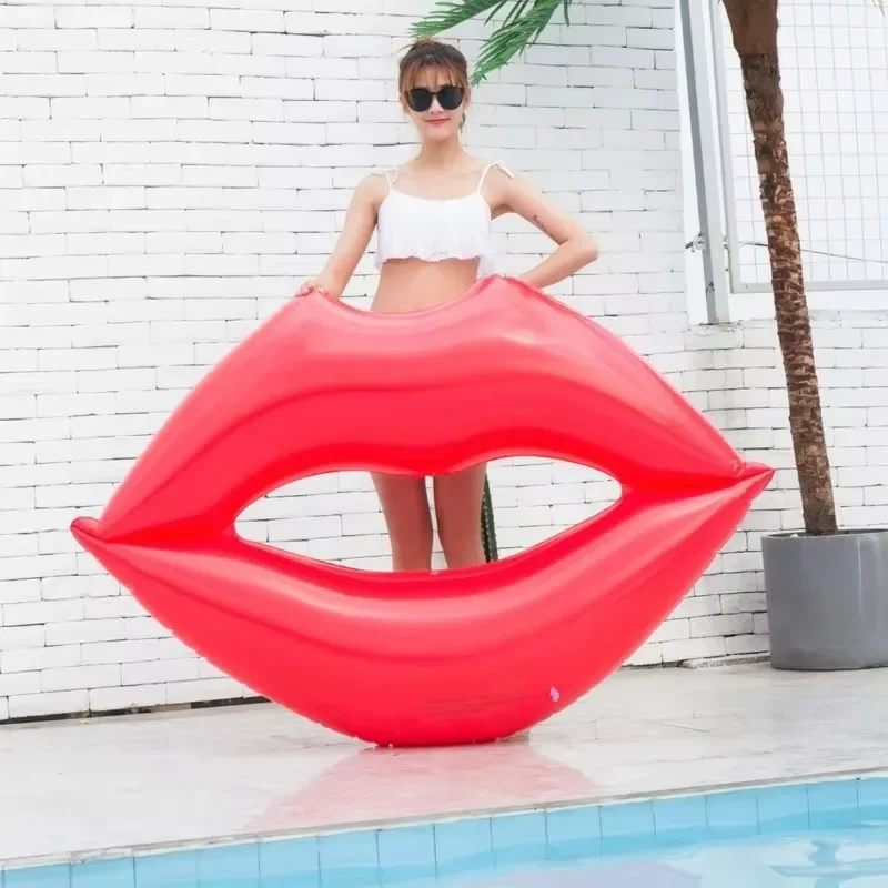 Outdoor Water Sports InflatableToy Summer Pool Beach Red Lips Shape Swimming Lounge Chair Water Playing Inflatable Floating Toys