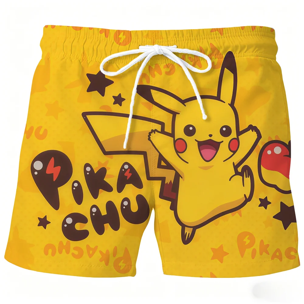

2026 New Pikachu Pokemon Beach Shorts for Men Women Cute Cartoon Graphic Quick Dry Casual Board Short Summer High-quality Trendy