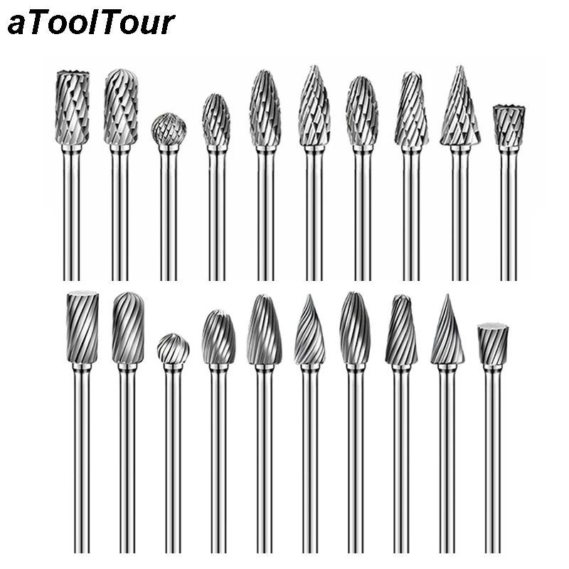 3mm Univerial Shank Metal Drawing Tungsten Carbide Burr Rotary File Milling Cutter CNC Engraving Abrasive Tools Alunimum Carving