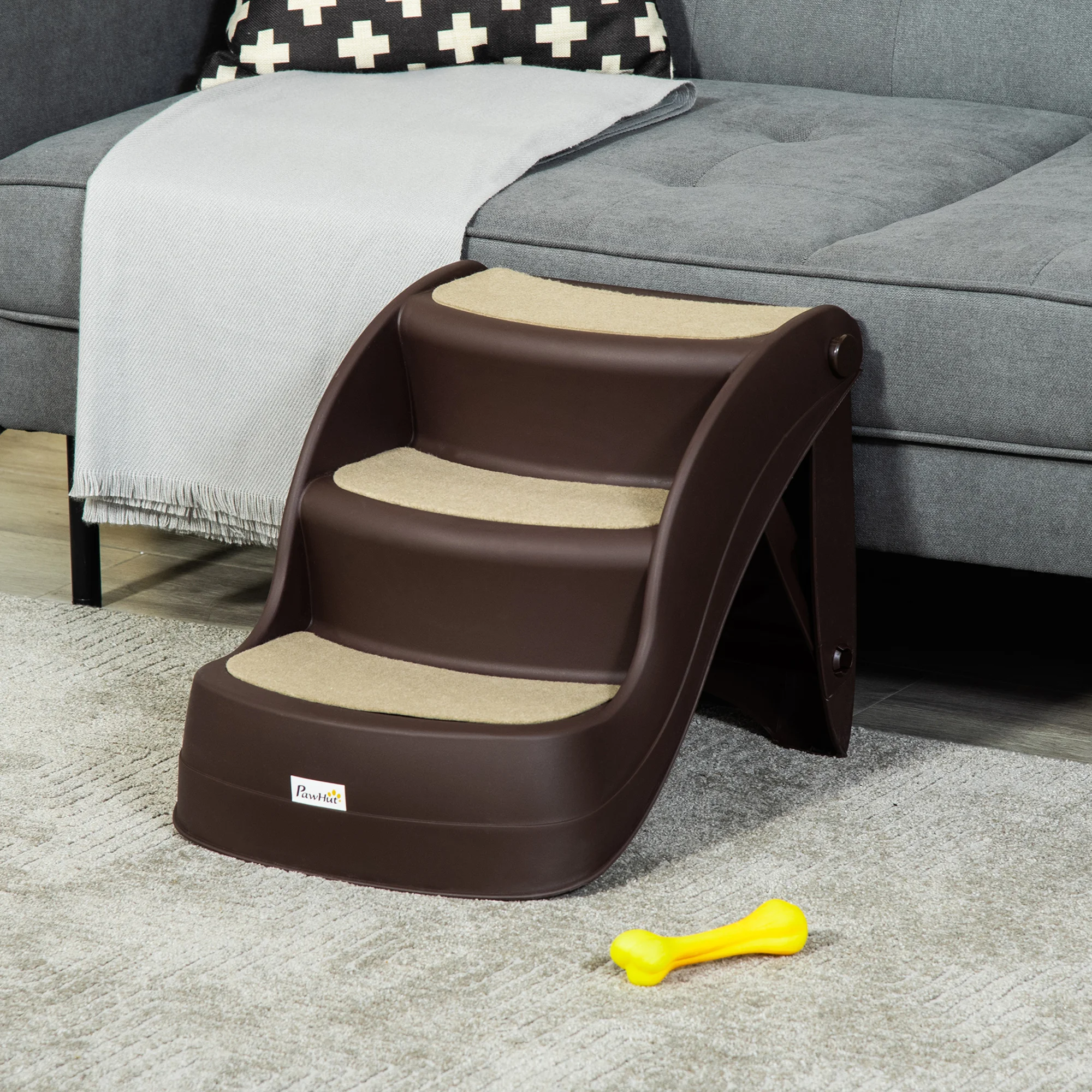 Pawhut klappbare Hunde leiter mit rutsch festen Matten 49x38x38 cm