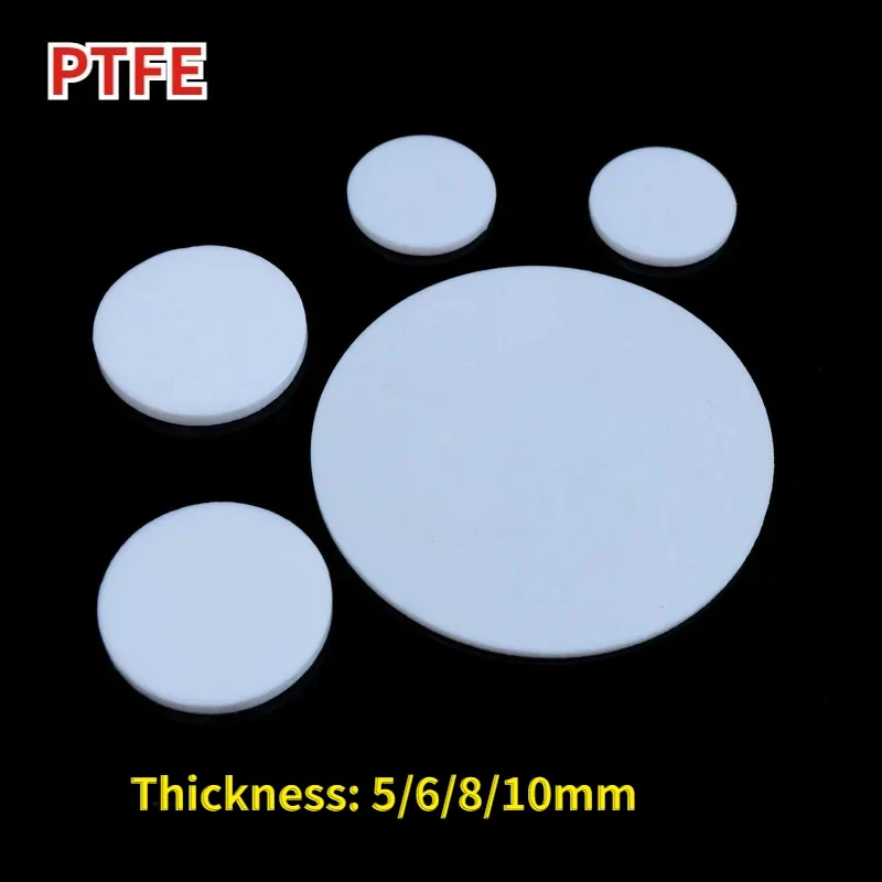 5-10Pcs Thick 5/6/8/10mm Solid PTFE Sheet Round High Temperature Seal Gasket Pad Dia 12/15/18/20/22/25/28/30/32/35/38/40~100mm