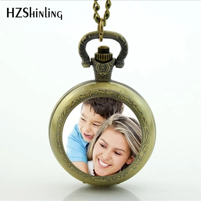 

2021 New Pocket Watch Pendant Necklace Round Glass Dome Jewelry Chain OMG