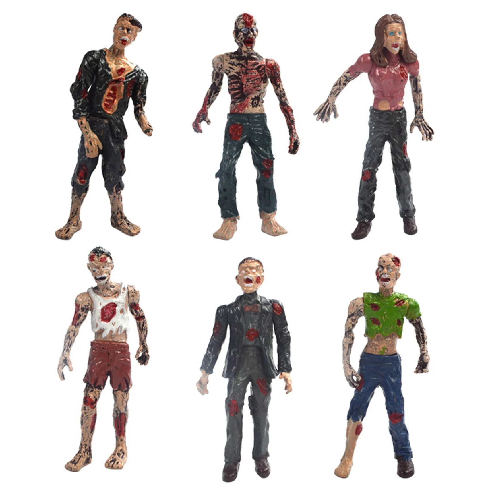 6Pcs/Lot 10CM the Walking Dead Zombie Action Figures Toys Movie Characters Action Zombie Figures Kids Toy