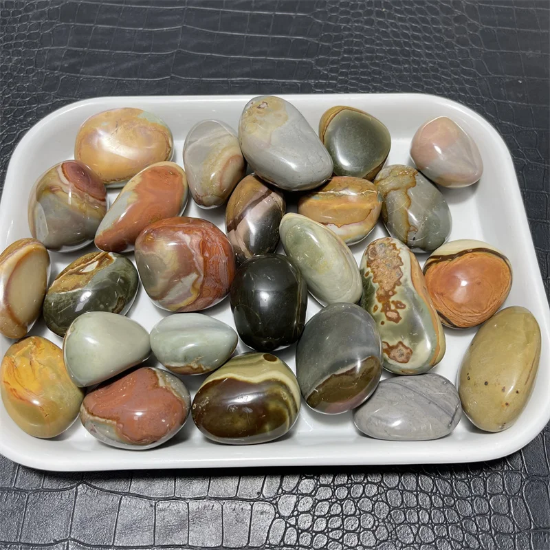 26pcs Wholesale Natural Stone Ocean Jasper Palm Meditation Healing Crystals Spiritual Feng Shui