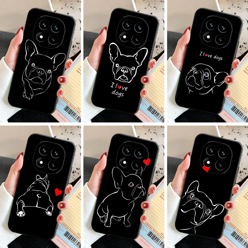 Weiche Silikon-Handyhülle für Xiaomi Redmi Note 15 14 13 12 Französische Bulldogge Schwarzes Design Schutzhülle 11 Pro Plus 12S 11S 10S 10 11T 5G C