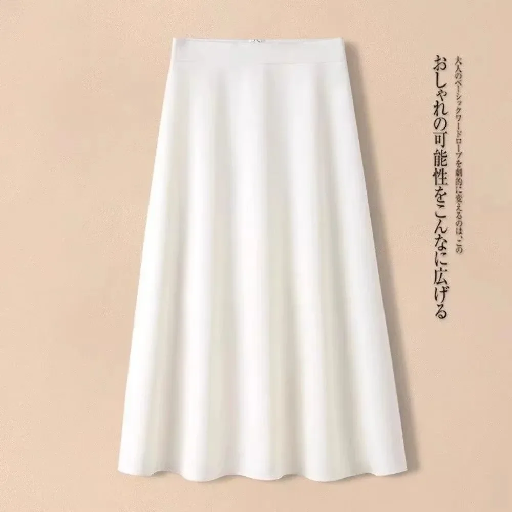 Women White Suit Fabric A Line Umbrella Skirt Mid Length Drape Slimming Skirt Streetwear Chic Ladies Bottoms