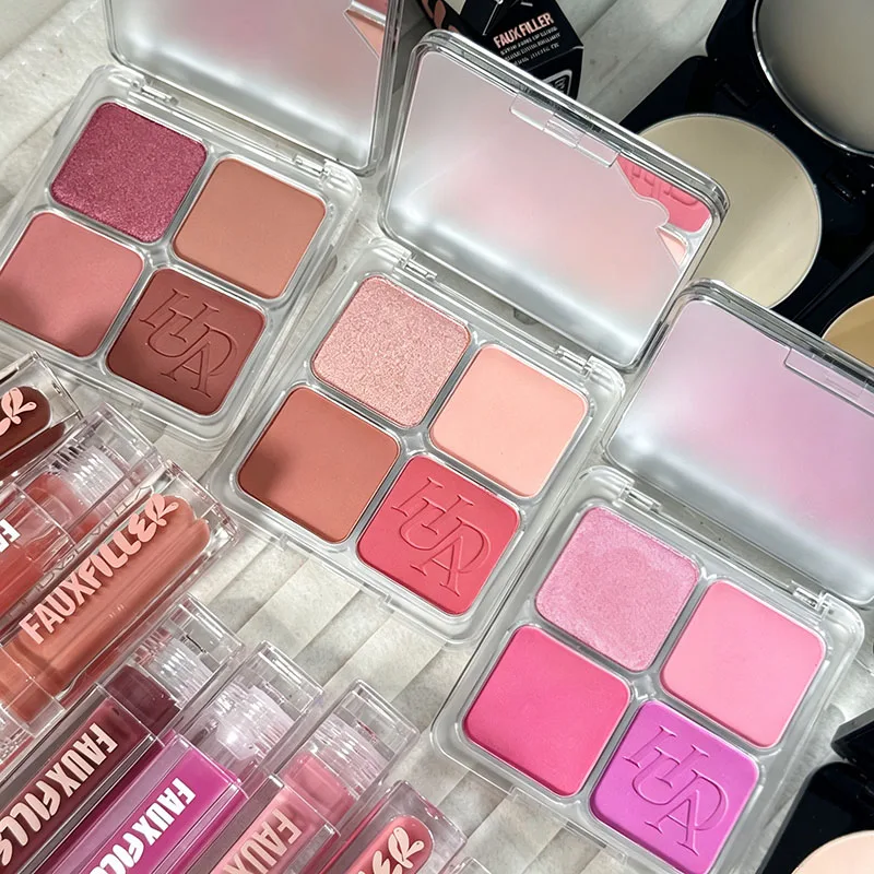 Hot Brand 4 Color Blush Filter Blurring Blushlighters Palette Airbrush Matte Pressed Setting Powder Glow Liquid Blusher Makeup