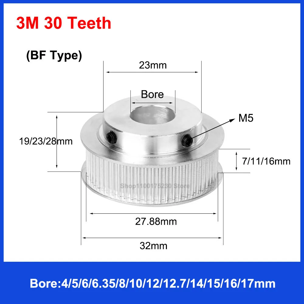 1PCS HTD 3M 30 Teeth 40 Teeth Timing Pulley Synchronous Wheel Width 7/11/16mm Bore 4mm-20mm Transmission Parts