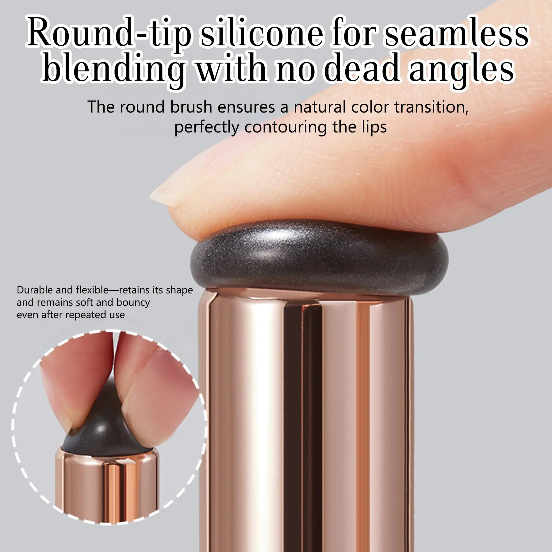 Pennello per labbra in silicone, applicatore per pennelli per labbra a testa tonda con coperchio per correttore balsamo lucidalabbra per rossetto