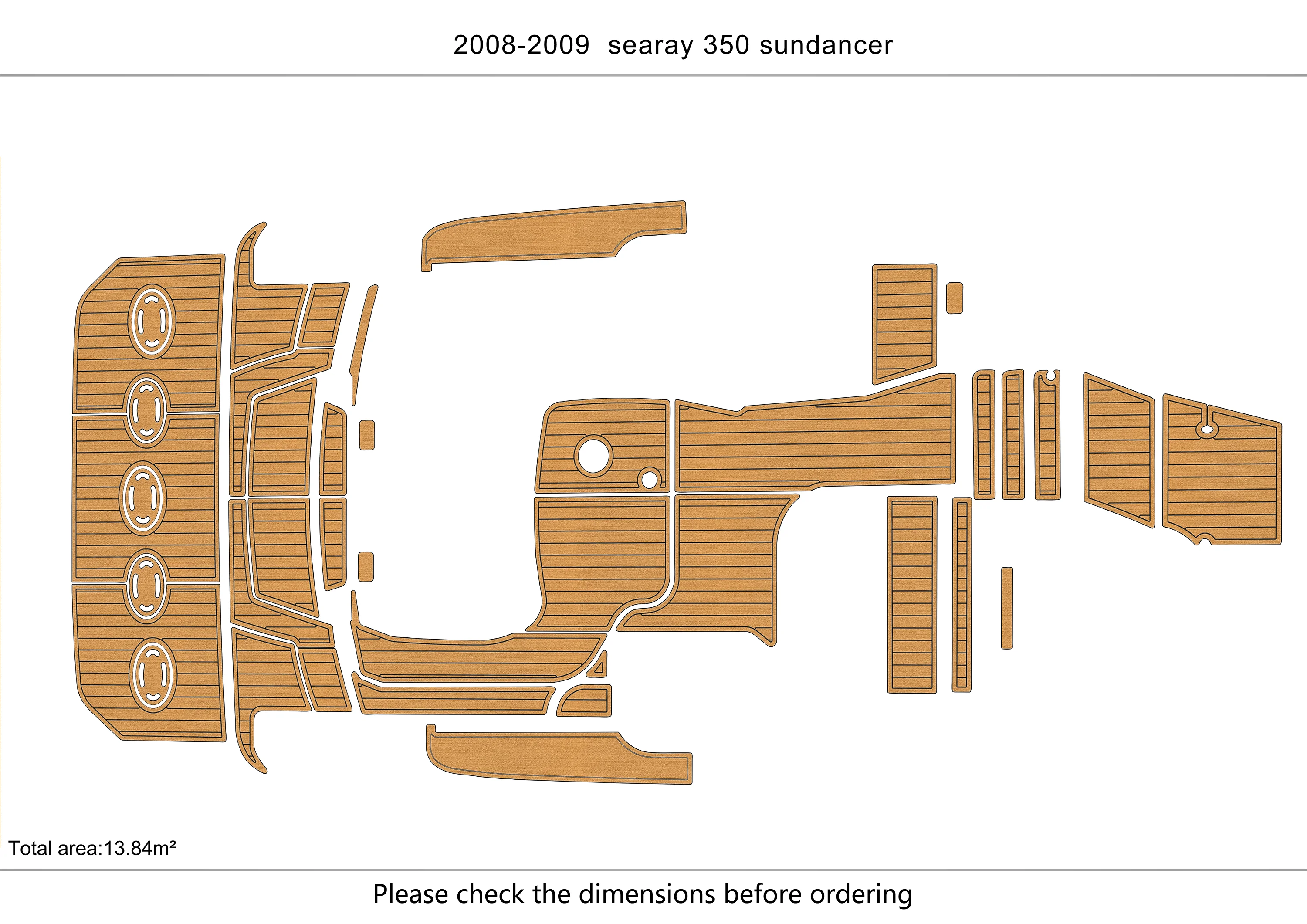 Eva foam Fuax teak seadek marine floor For 2008-2009 searay 350 sundancer Cockpit Swim platform 1/4