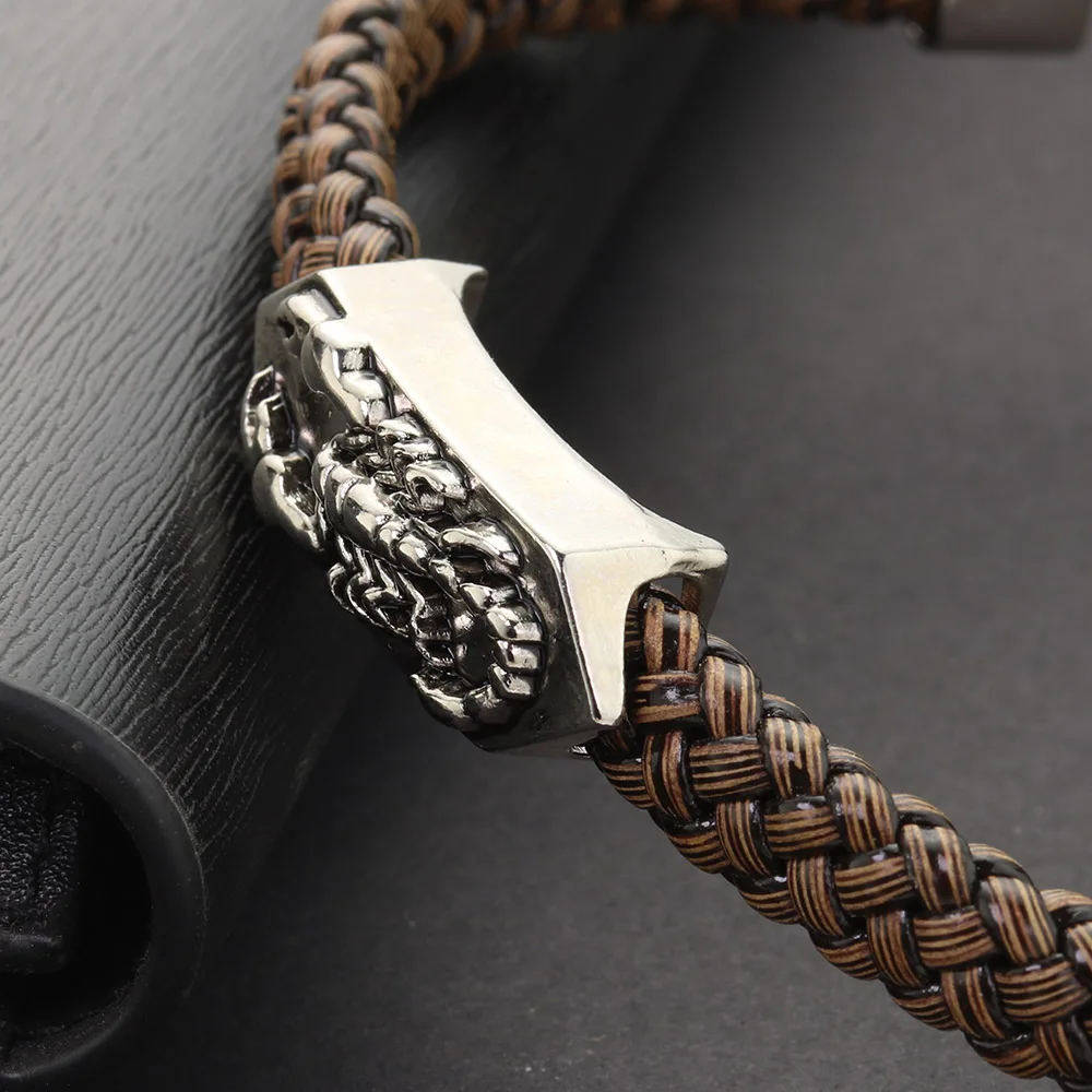Vintage Scorpion Bracelet Trendy Men Jewelry PU Leather Charm Wristband Pulsera Hombre Punk Bracelets & Bangles S414