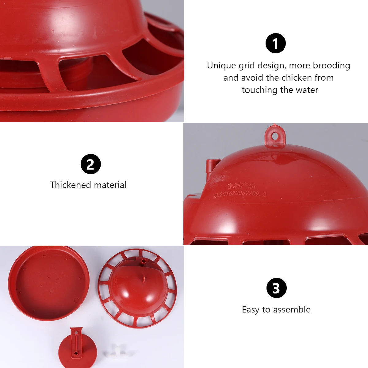 

2Pcs Automatic Poultry Water Drinker Red Heavy-Duty Plastic Bowl for Chickens Pigeons Quail Farm Feeding Waterer