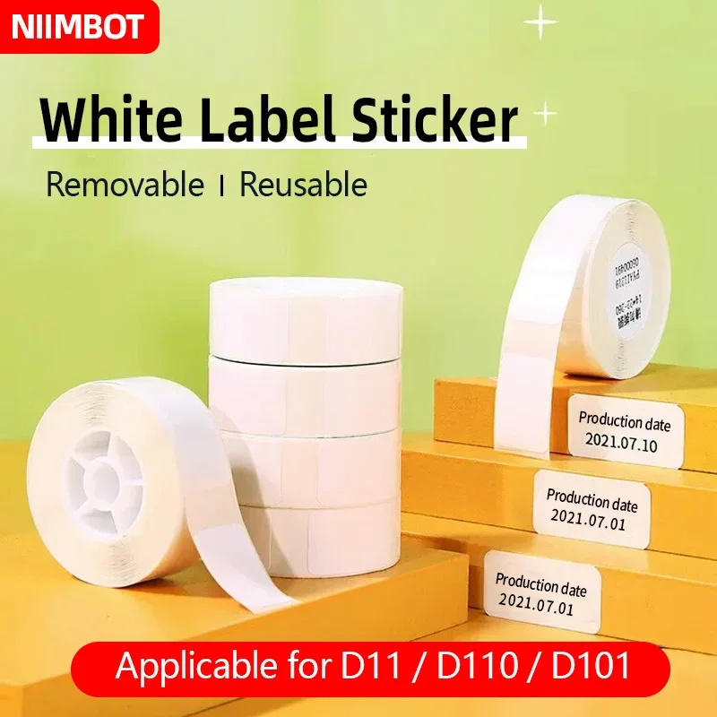 Niimbot Papel De Impressão Auto-Adesivo Térmico, Preço Nome Etiqueta, Rolo De Papel, D11, D101, D110, Série Pure White