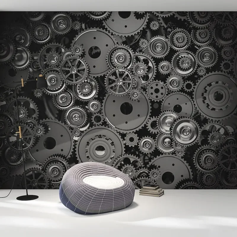Custom Metal gear technology mural 3D wallpaper bedroom decoration industrial wind living room background wall cloth home decor
