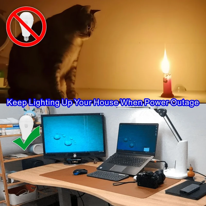 LED ضوء الطوارئ لمبة E27 15 واط 1600 مللي أمبير 85-265 فولت لمبة قابلة للشحن للمنزل انقطاع التيار الكهربائي التخييم خيمة الشرفة مصباح الحديقة