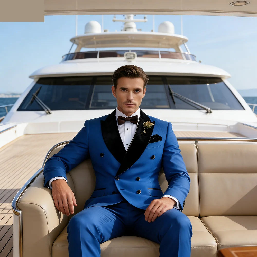 

Мужской костюм-тройка AnnieBritney: двубортный пиджак, брюки слим-фит и костюмный пиджак с лацканами-пик для свадьбы