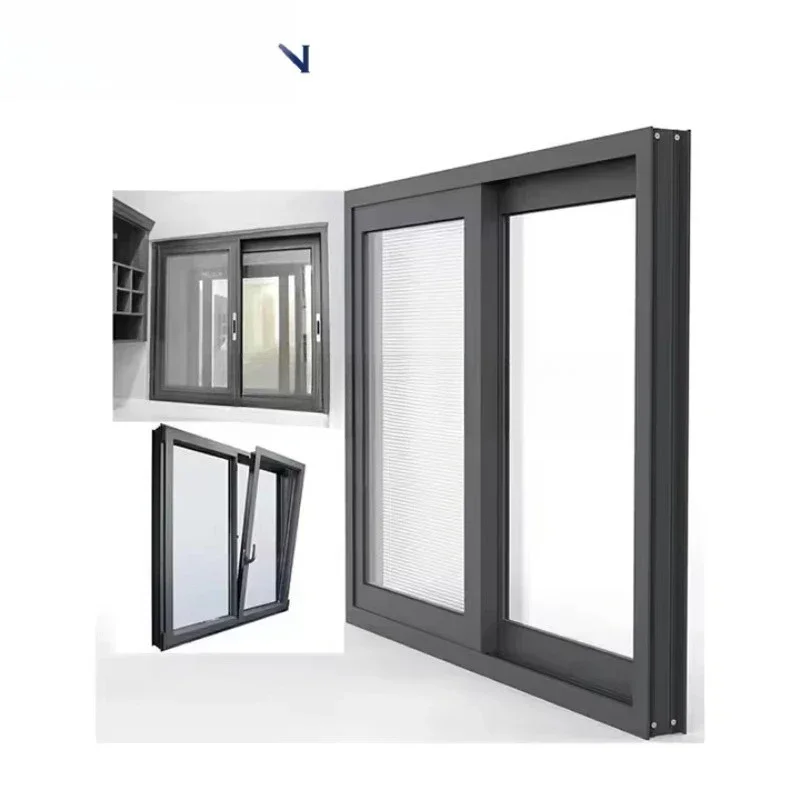 Windproof Modern Design Oem Aluminum Windows Double Tempered Glass Sliding Window with Mosquito Net