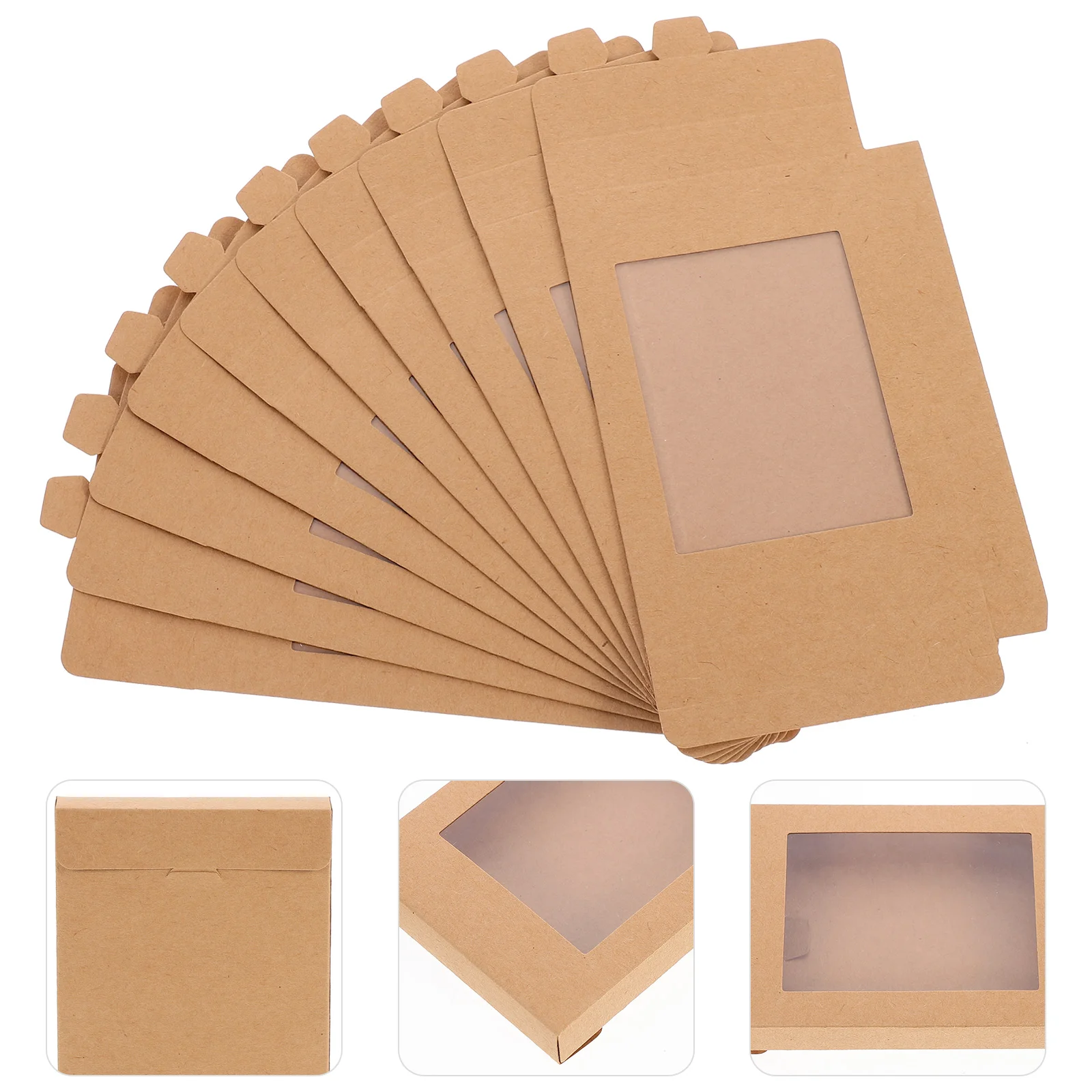 10 Pcs Kraft Paper Gift Box Small Boxes Party Favor Packaging with Window Gifts Supplies Halloween Unique