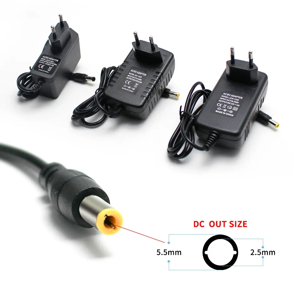 Adaptador de corriente DC 5V 6V 8V 9V 10V 12 V 1A 2A 3A adaptador de corriente 220V a 12 V 5 6 8 9 10 12 V fuente de conmutación enchufe UE EE. UU.