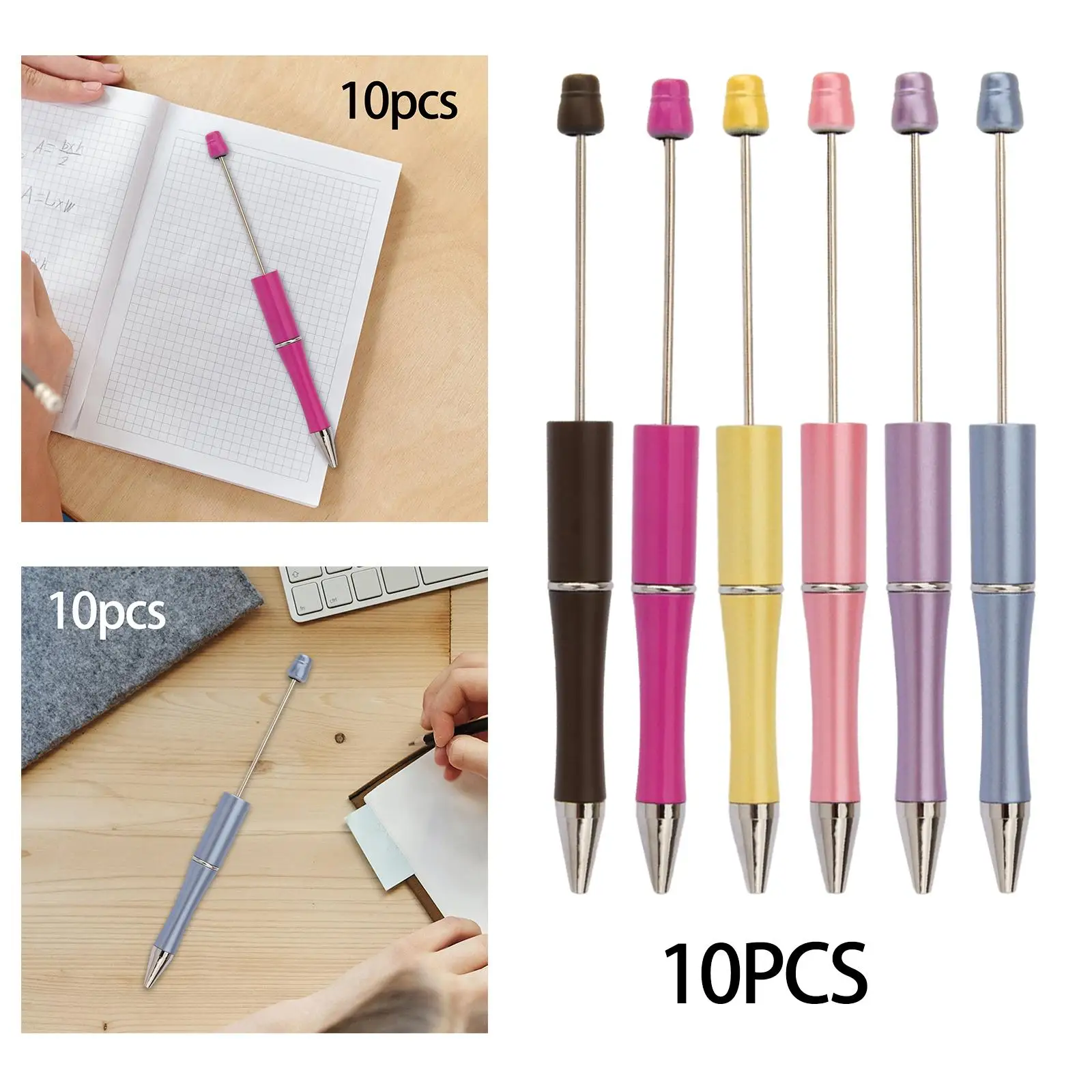 10x Creative Bead Pen DIY Black Ink Rollerball Pen Novelty Writing Pen for DIY