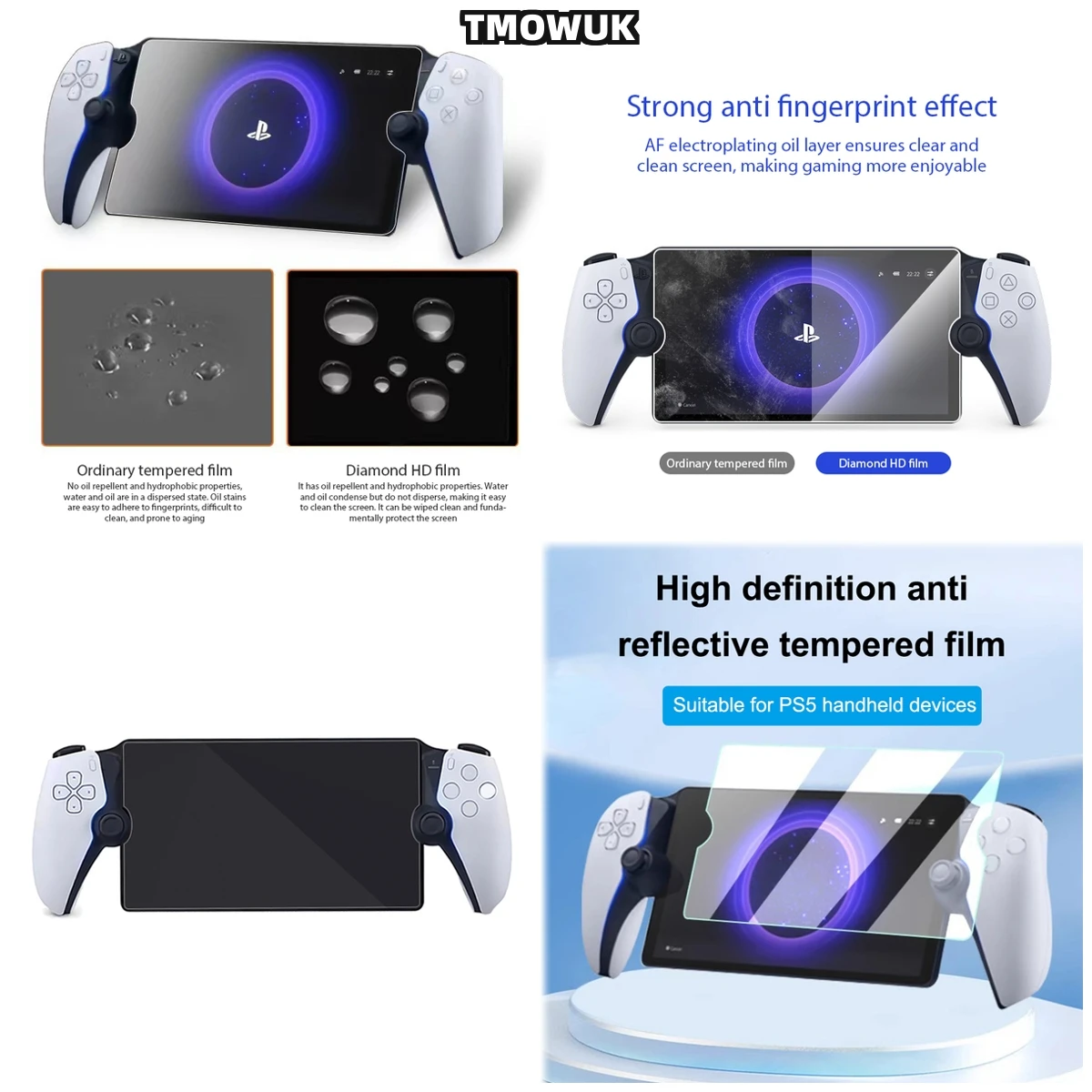 

2Pack 9H Hardness Tempered Glass For Sony PlayStation Portal 5 PS5 Anti-Fingerprint Transparent