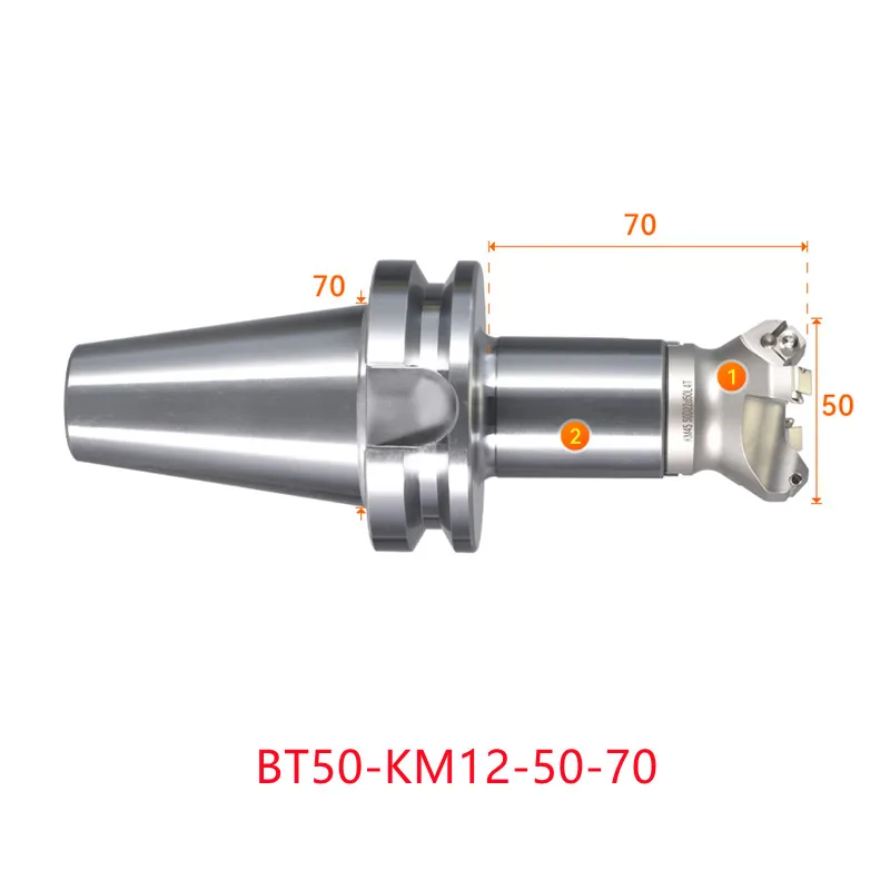 Face end mill BT50-KM12-50-70 shoulder milling cutter Stainless steel body Tool holder set CNC Milling New