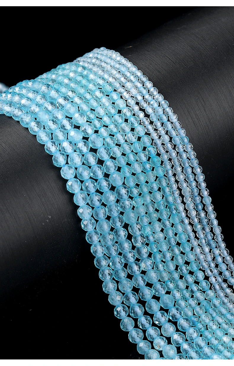 JD Natürliche Facettierte Blaue Topas-Perlen, Hochklare Polierte Edelsteinperlen für DIY-Armband-, Halsketten- und Anhänger-Schmuckherstellung – Detail 3