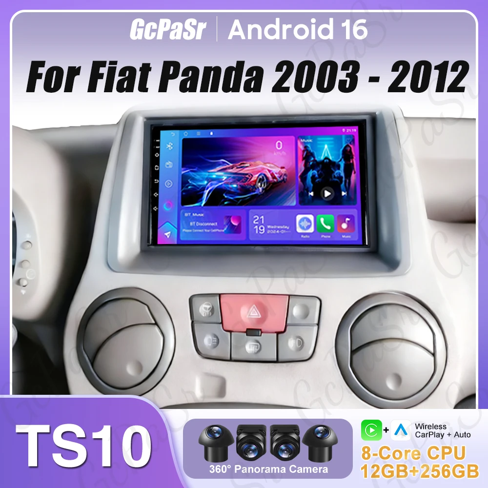 Android Auto Carplay para Fiat Panda 2003 2004 2005 2006 2007 2008 - 2012, Navegación GPS, Radio para Auto, Video 2k, DSP, DVD, Monitor para Auto