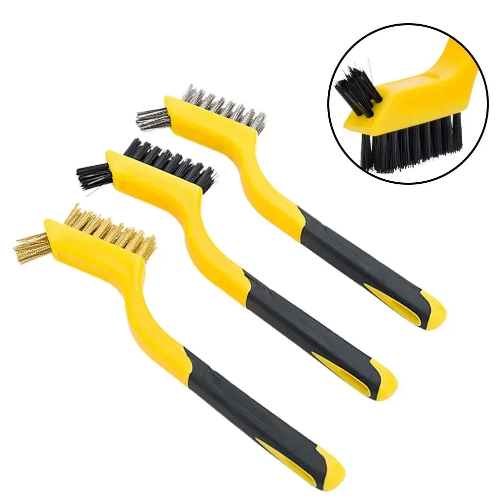 Mini Wire Brush Set Stainless Steel Brass Nylon Cleaning Polishing Detail Metal Rust Brush Cleaning Tool