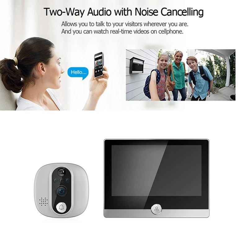 4.3 Inch TUYA Wifi LCD Screen Digital Doorbell 1080P Intercom Night Vision Electronic Peephole Door Camera Viewer Easy To Use