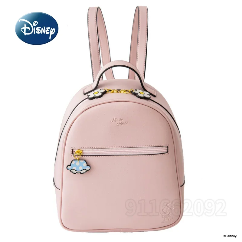 Mochila multifuncional Disney-mickey para mulheres, grande capacidade, bolsa de armazenamento de viagem, zíper pu, bolsa escolar prática, original,