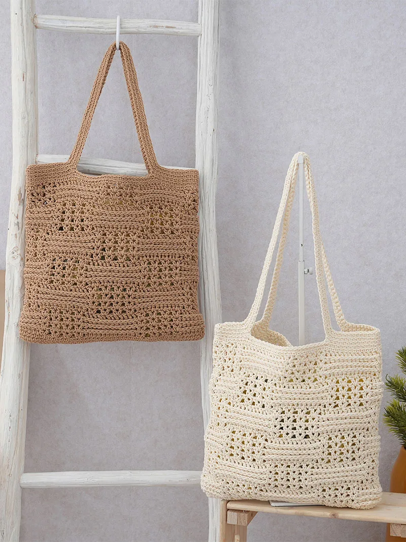 

Cotton Thread Casual Women's Beach Bag Hollow Out Monofilament Fashionable Hook Flower Woven Shoulder Bag