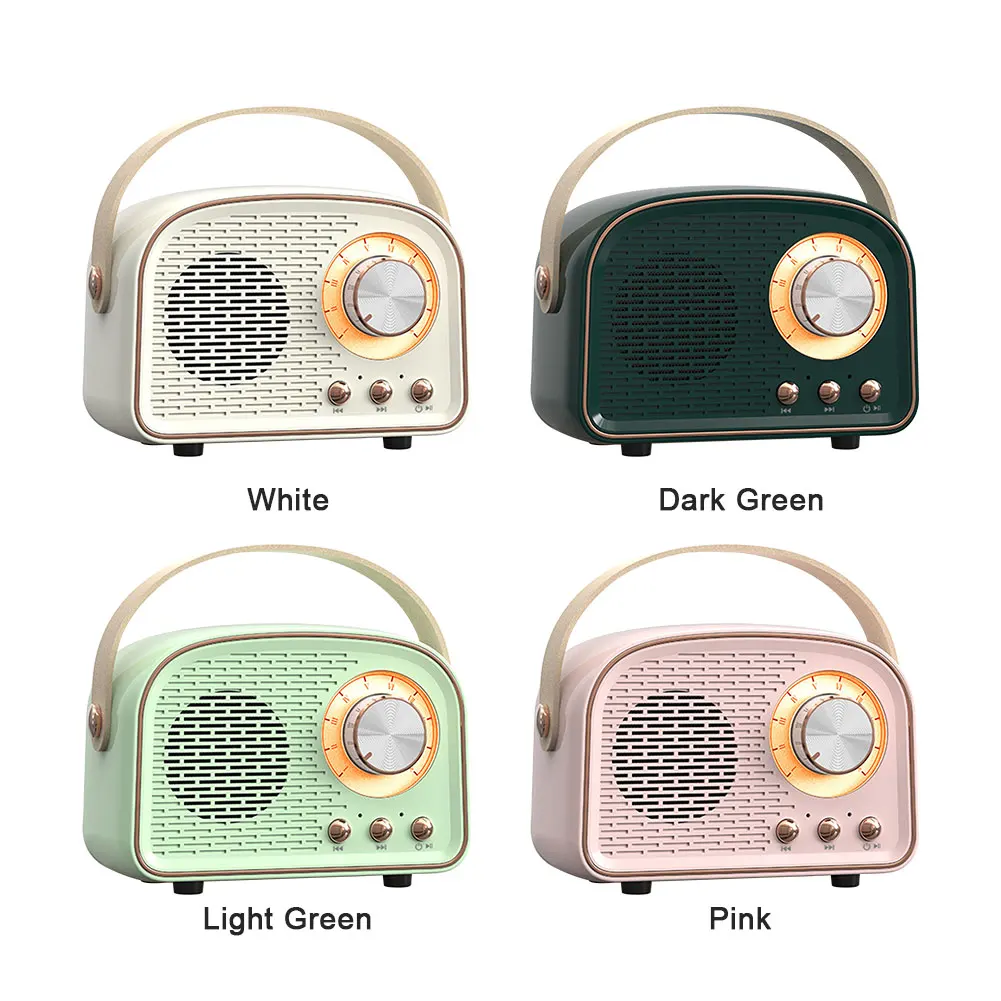 Plastic With Handle Old Fashion Retro Bluetooth-compatible 5.0 Speaker Wireless Music Player Portable Mini Vintage Speaker