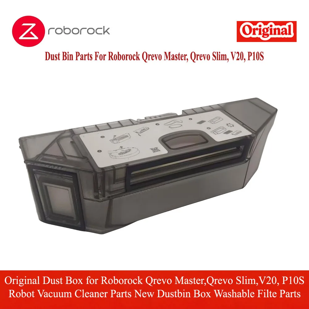 Originele stofopvangbak voor Roborock Qrevo Master, Qrevo Slim, V20, P10S robotstofzuiger, nieuwe onderdelen, wasbare filter.