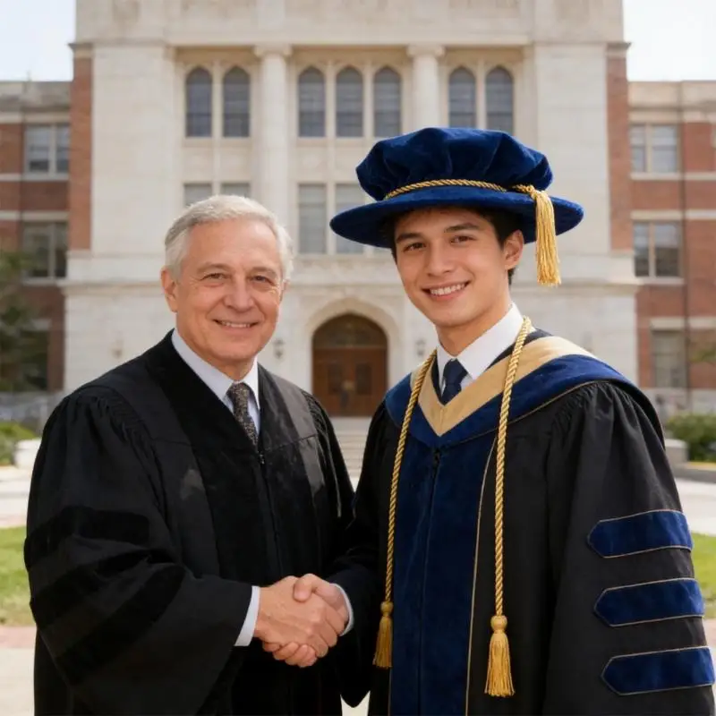 P9FE Doctoral Tam Bachelor Cap for PhD Graduation Comfortable Wear Breathable Lightweight Material Photo Props view 5