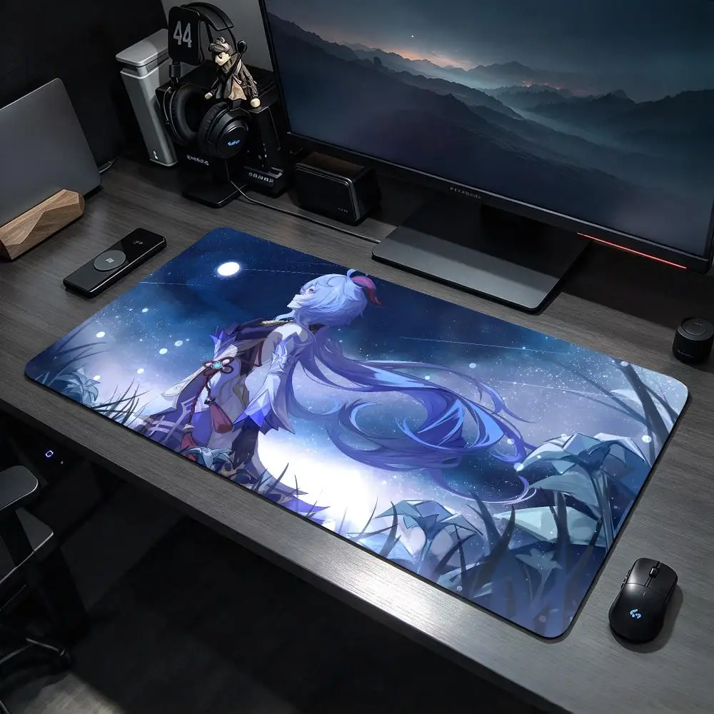 Adventure Game G-Genshin Impact Ganyu Mouse Pad Large Gaming Mousepad Desk Mat Non Slip Bottom Featuring Stitched Edges