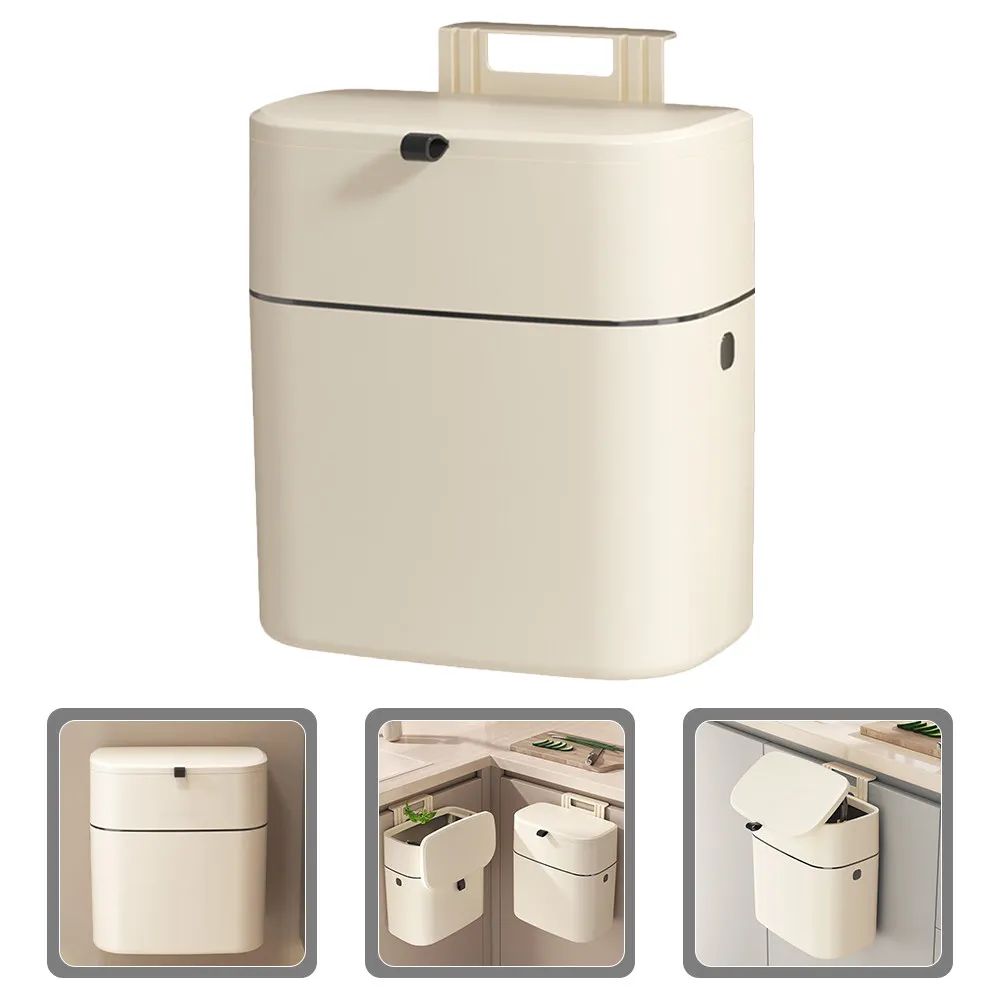

Hanging Sealed Trash Bin Punch-Free Design Large Capacity Cabinet Door Waste Container Kitchen Bathroom Garbage Can