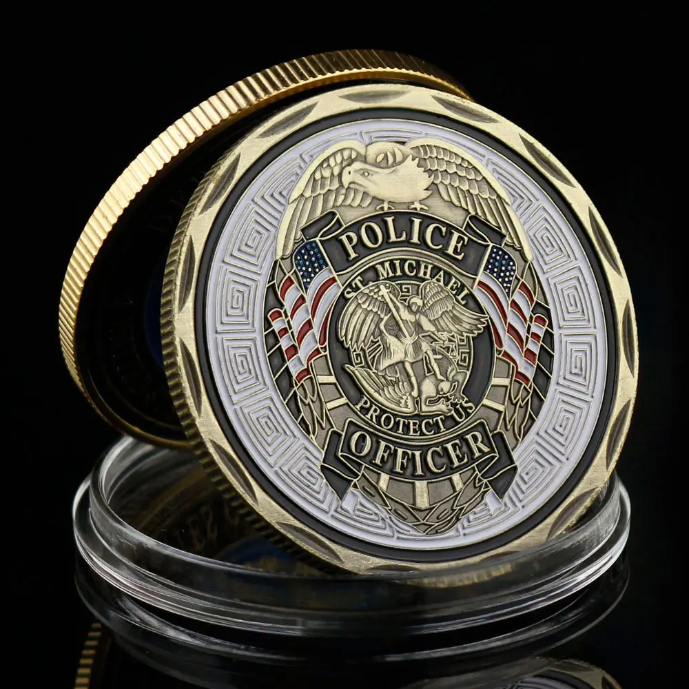 Police Officer Coin Copper Plated Gift Patron Saint of Law Enforcement Collection Souvenir Gift Micheal Commemorative Coins