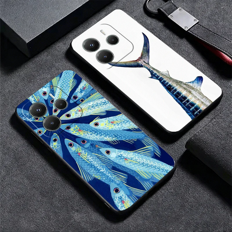Discounted Salted Fish Silicone Phone Case for Xiaomi Redmi Note 11 12 13 14 15 Pro Plus 11S 12S 11T 11E 10S Black Soft Cover