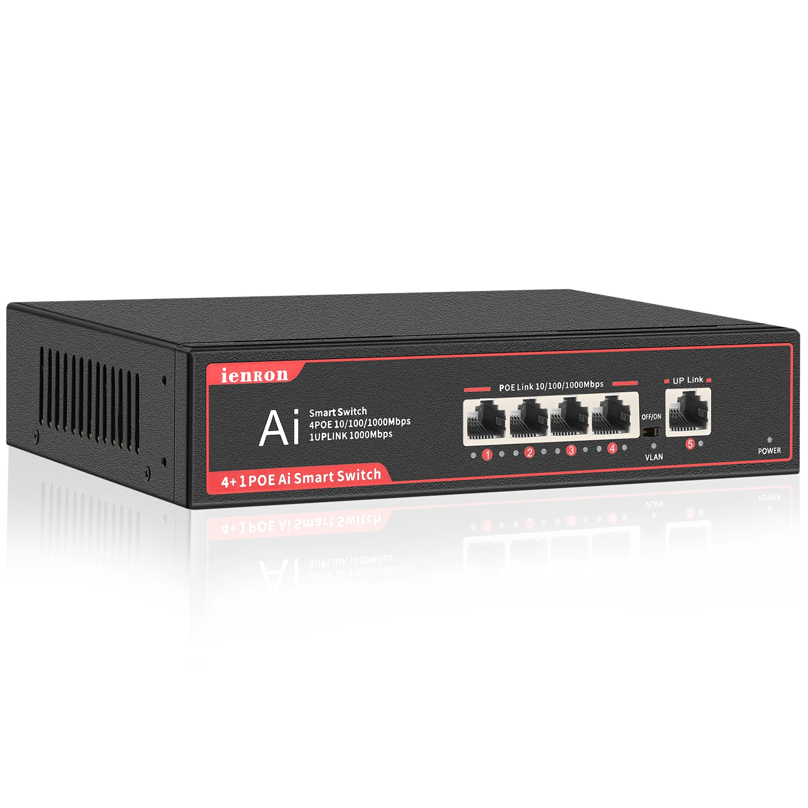 

POE Ethernet Switch 1000 Mbps 4 Ports POE +1 Port UpLink Gigabit Switch RJ45 52V Power Network Switch for IP Camera/ Wifi Router