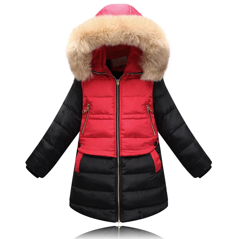 

Детские пуховики, зимняя мода, новый стиль, верхняя одежда для девочек, теплые пуховики с меховым воротником, размер 140-160