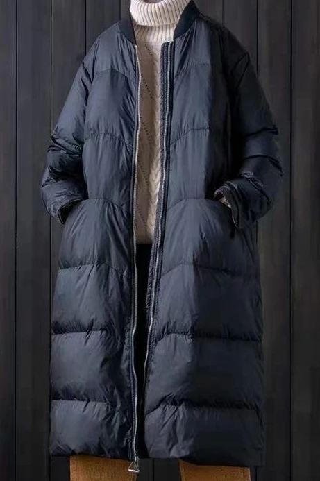 Zimowa nowa damska kurtka puchowa do dojazdów do pracy, ciepła kurtka puchowa z kołnierzem stójką w stylu baseballowym.