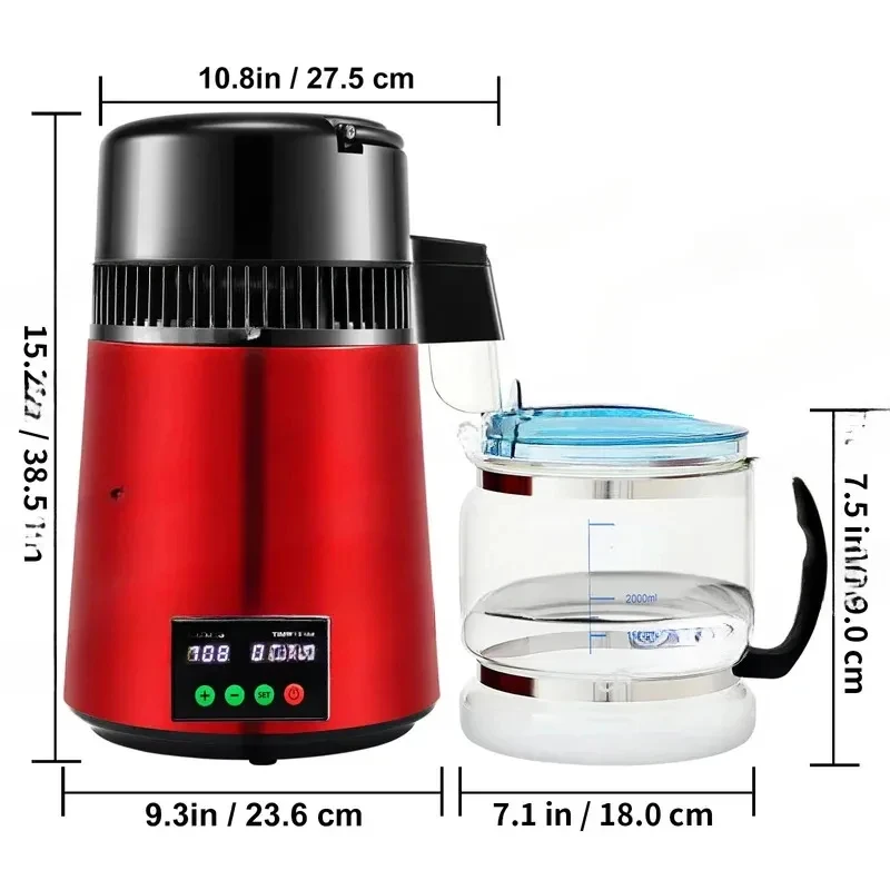 4L Distiller Purifier 1 L/H Distilling Speed Dispenser Drinking Bottle Softener Screen Home Appliance