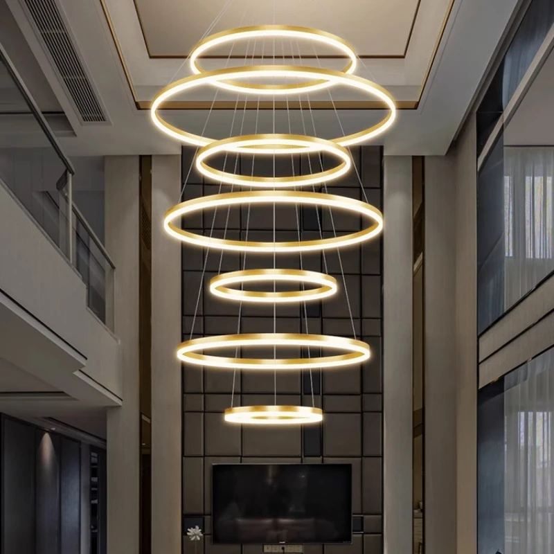 

Lamps Living room large chandelier mid-floor light luxury simple modern chandelier led villa high duplex building large