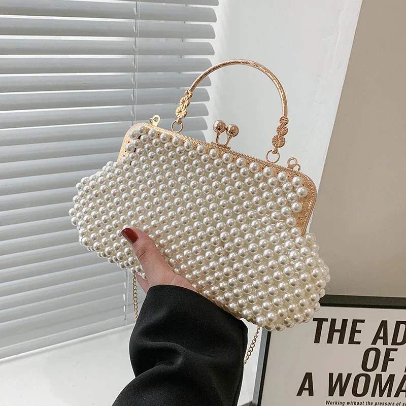 

CHAINS Beading Solid Top-Handle Bags Hasp 2024 High Quality Bags for Women Party Temperament Women's Handbags Bolsa