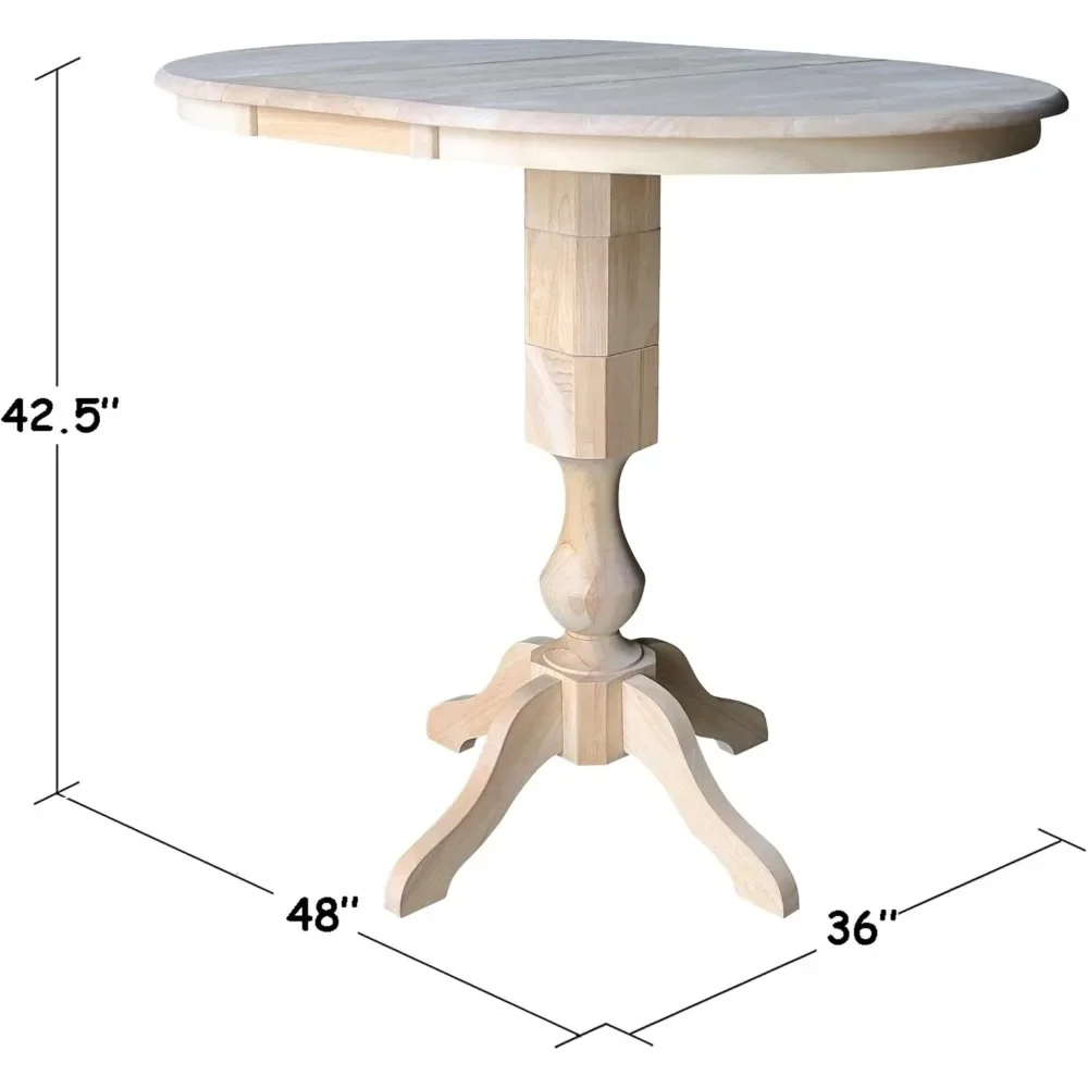 36" runder Ausziehbarer Esstisch 40,9"H mit 4 Café-Barhockern, unvollendet