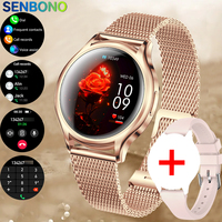 SENBONO Smart Watch Women 1.27inch Small Screen Bluetooth Call Sleep Monitor Multi-sport Modes Smartwatch for Women Android iOS