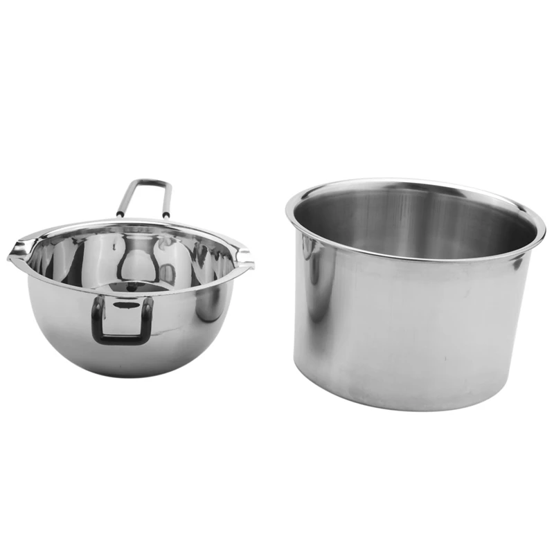 2 Pack Double Boiler Pot Set Stainless Steel Melting Pot for Melting Chocolate Soap Wax Candle Making 600Ml and 1600Ml-A79M