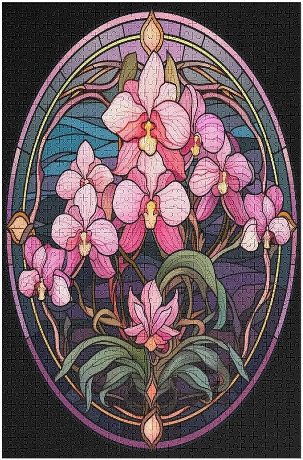 

Pink Flower Colored Window Wooden Puzzle 1000/500/300pcs for Jigsaw Puzzle Bedroom Gameroom Livingroom Home Decor Birthday Gift