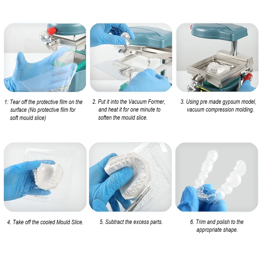 Dental Lab Mouth Cavity Mould Slice Orthodontic Retainer Splint Vacuum Forming Oral Denture Model Plastic Thermoforming Sheet